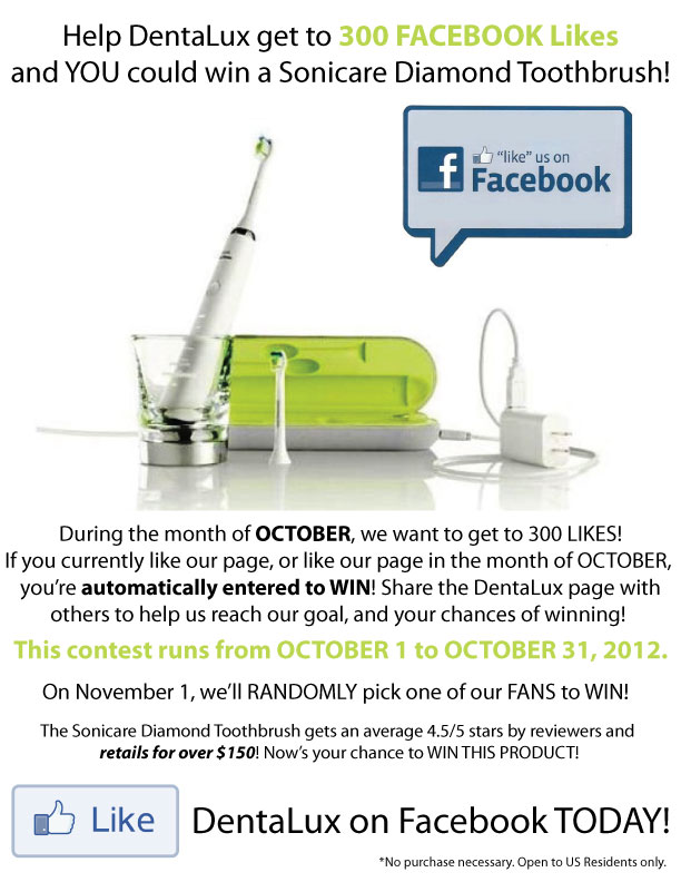 Our October Promotion! Win a Sonicare Diamond Toothbrush!